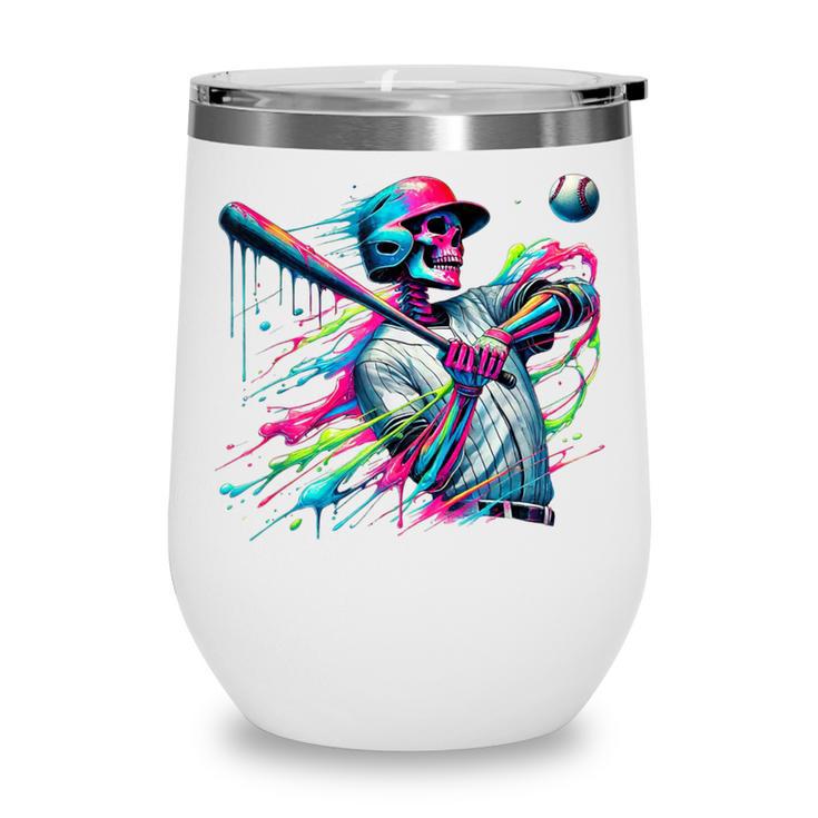Baseball Skeleton Ice Cream Drip Baseball Boys Youth Wine Tumbler