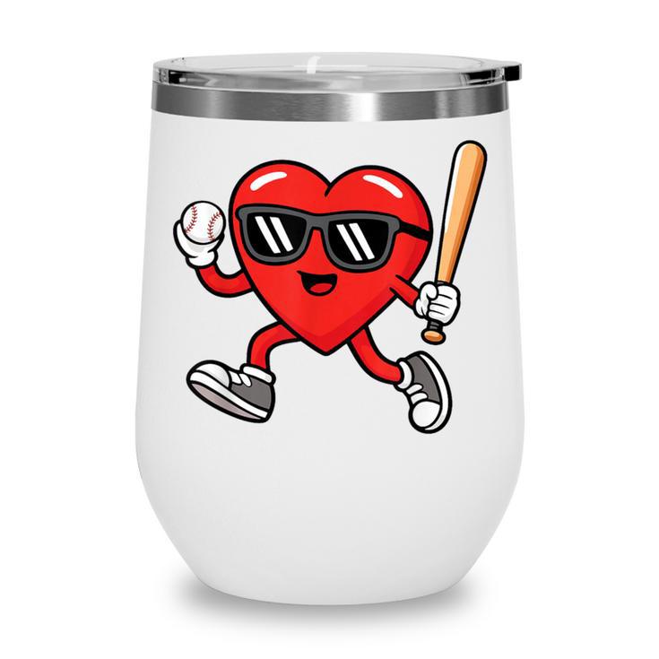 Baseball Valentines Day Heart Boys Sports Love Wine Tumbler