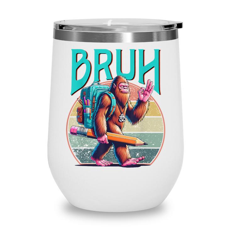 Boys Modern Bruh Big Foot Back To School Graphic Wine Tumbler