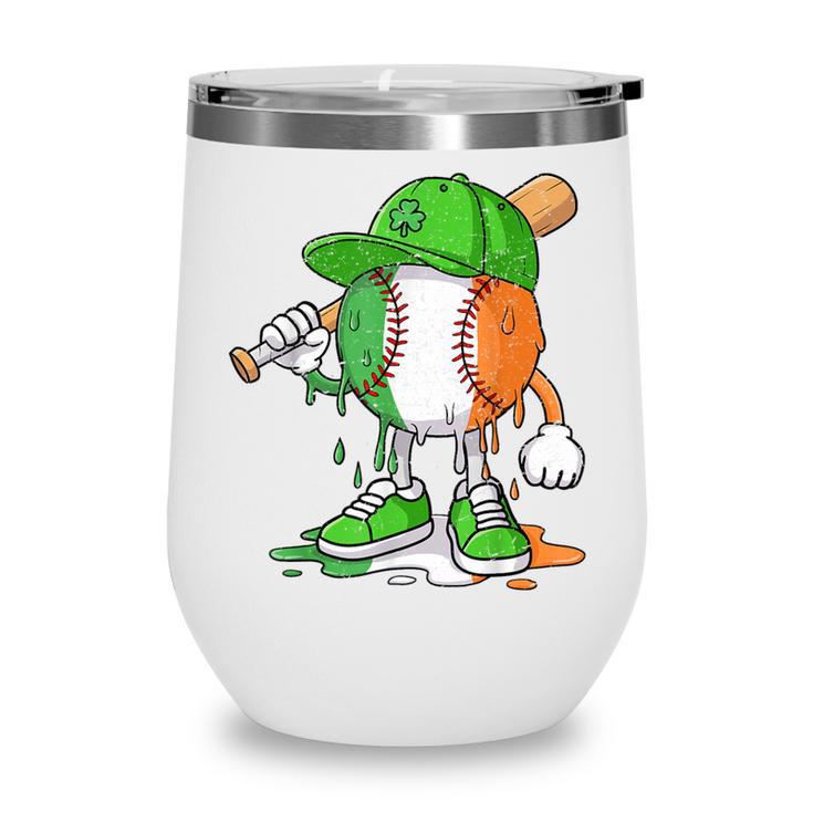 Boys St Patricks Day Irish Flag Kids Baseball Ice Cream Drip Wine Tumbler