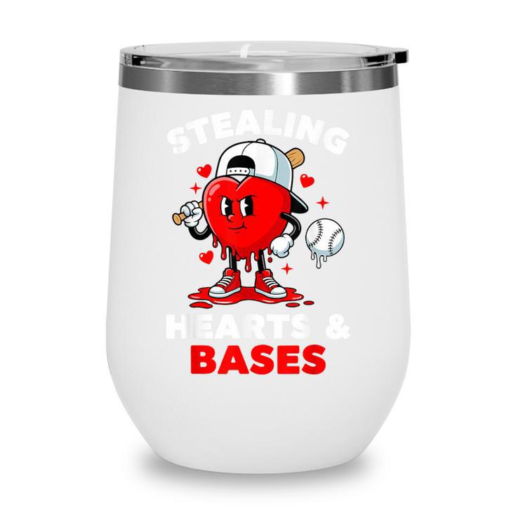 Boys Valentines Baseball Drip Icecream Stealing Hearts Kids Wine Tumbler