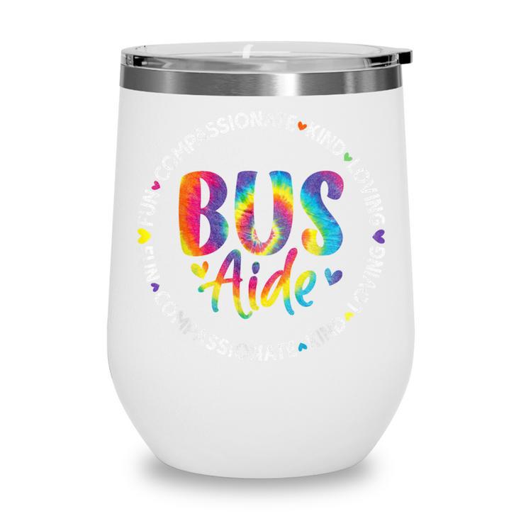 Bus Driver Aide Back To School Bus Driver Tie Dye Wine Tumbler