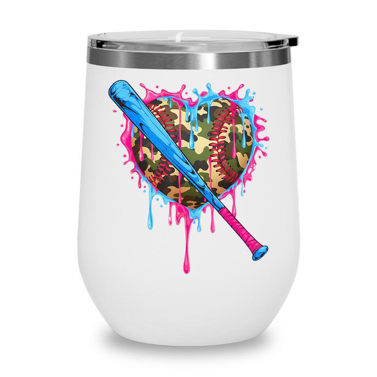 Camo Baseball Heart Drip Valentine Baseball Icecream Boys Wine Tumbler