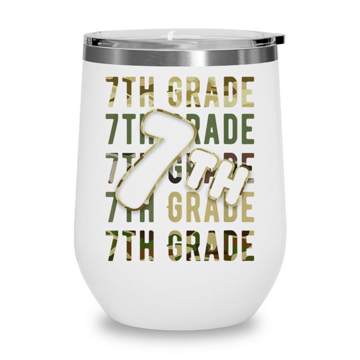 Camo Team Squad 7th Grade Back To School Kids Boys Wine Tumbler
