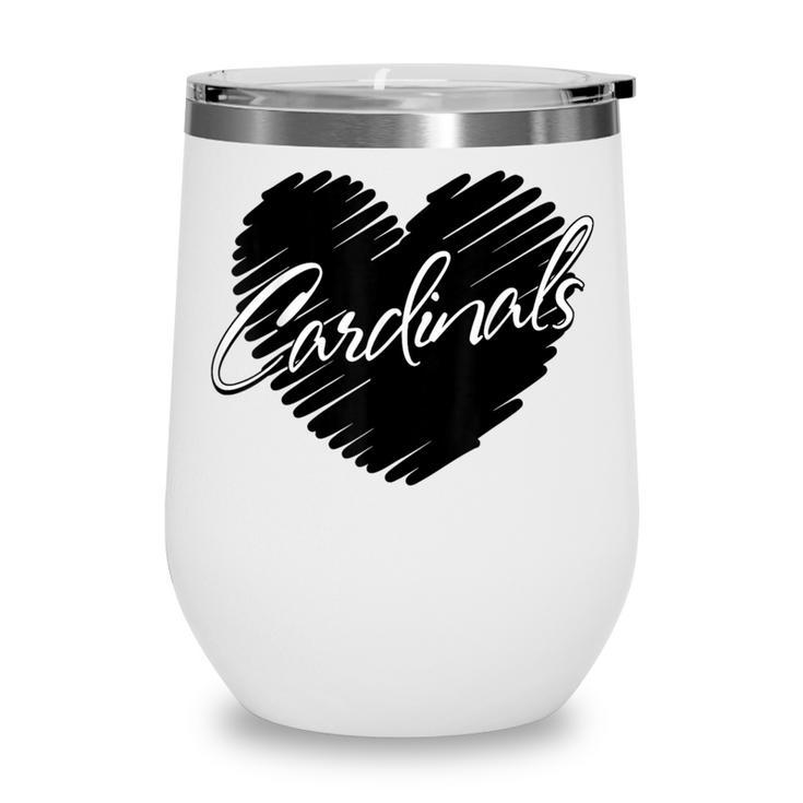 Cardinals Heart Back To School Spirit Wine Tumbler