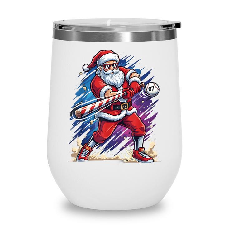 Christmas Baseball Santa Game Day Xmas Boys Kids Men Wine Tumbler