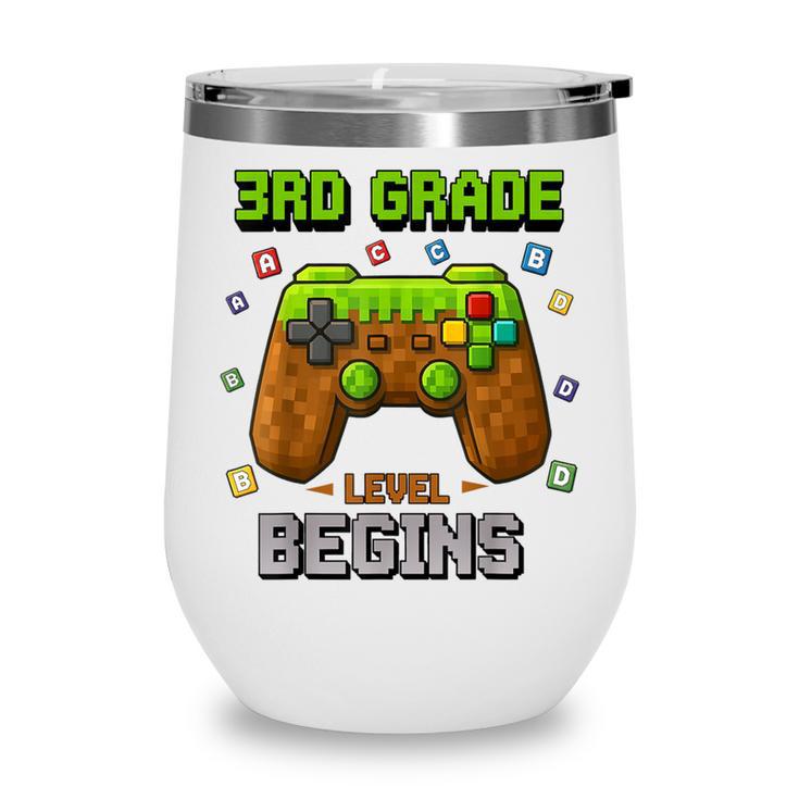 First Day Of 3rd Grade Level Begins Back To School Boy Wine Tumbler
