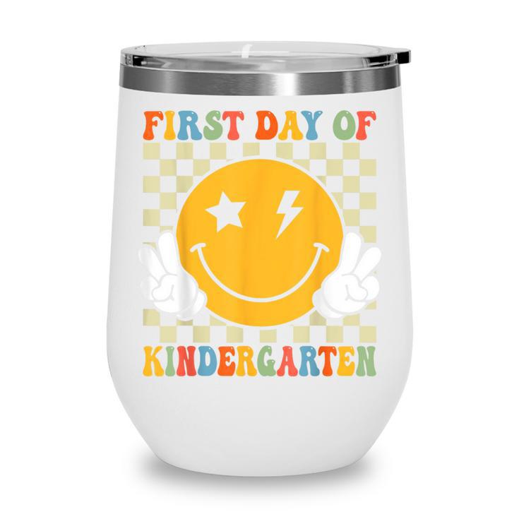 First Day Of Kindergarten Retro Back To School Girls Kids Wine Tumbler