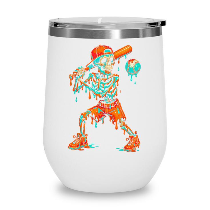 Halloween Baseball Skeleton Ice Cream Drip Baseball Boys Kid Wine Tumbler