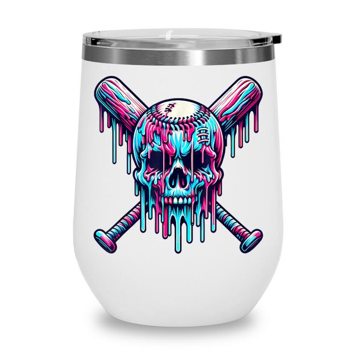 Halloween Baseball Skull Drip Baseball Lifestyle Boy Men Wine Tumbler