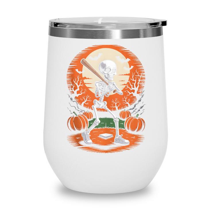 Halloween Skeleton Baseball Player Costume Men Boys Kids Wine Tumbler