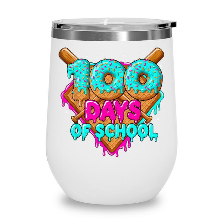 Happy 100 Days Of School Costume Baseball Drip Ice Cream Wine Tumbler