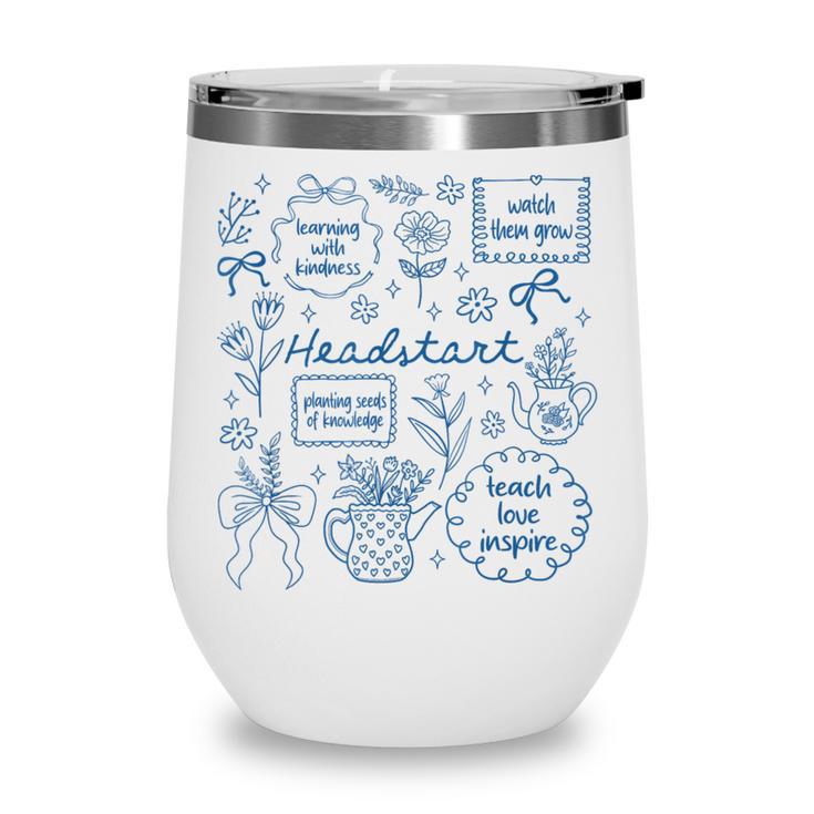 Headstart Love Inspire Teach Blue Bow Back To School Wine Tumbler