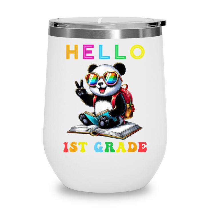 Hello First Grade Panda Lover Back To School Kids Boys Girls Wine Tumbler