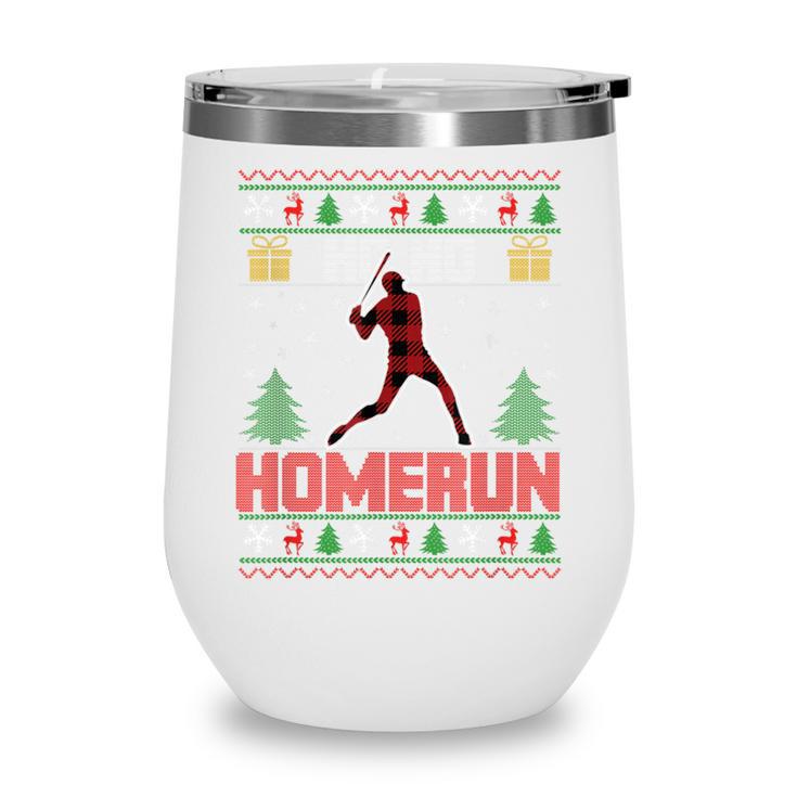 Ho Ho Homerun Xmas Sports Player Baseball Ugly Christmas Wine Tumbler