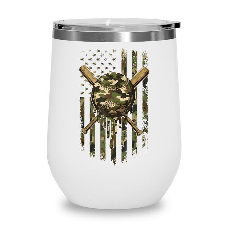 Ice Cream Baseball Drip For Boys Camo USA Flag Camouflage Wine Tumbler
