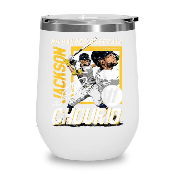 Jackson Chourio Milwaukee MLB Baseball Player MLBJCH203M Wine Tumbler