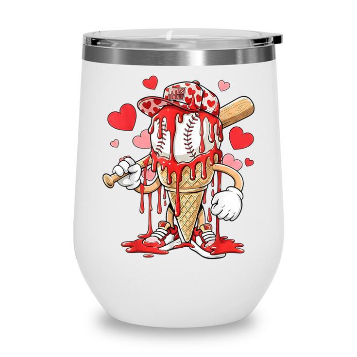 Kids Baseball Drip Ice Cream Apparel Kids Boys Valentine Wine Tumbler