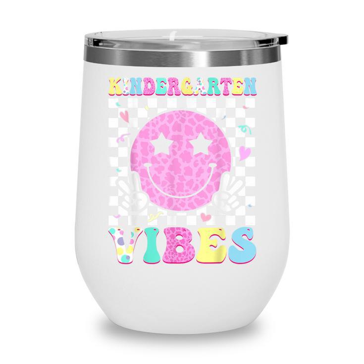 Kindergarten Vibes Groovy Back To School Kinder Girls Kids Wine Tumbler