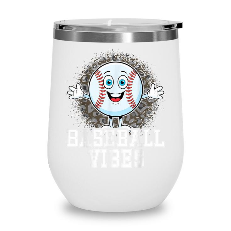 Leopard Baseball Vibes Game Day Softball Life Mom Wine Tumbler