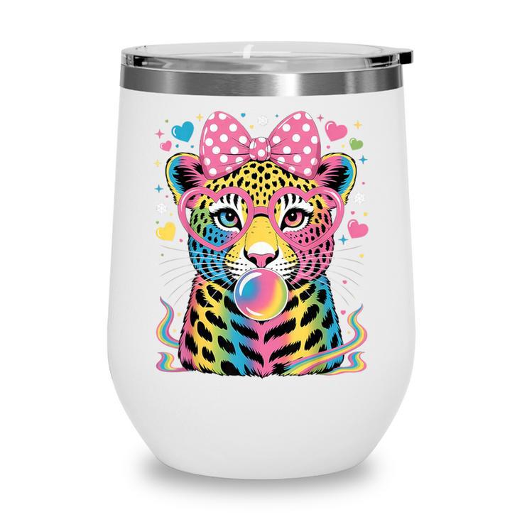 Leopard Glasses Blowing Bubble Gum Back To School Kids Wine Tumbler