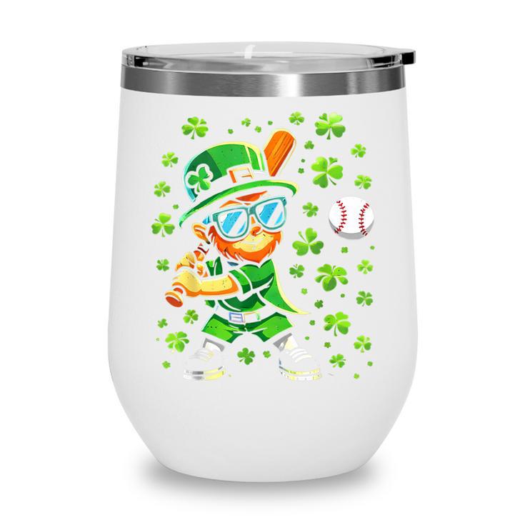 Leprechaun Playing Baseball Happy St Patricks Day Men Boys Wine Tumbler