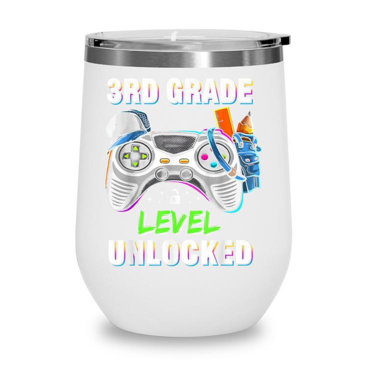 Level 3rd Grade Unlocked Back To School First Day Boys Kids Wine Tumbler