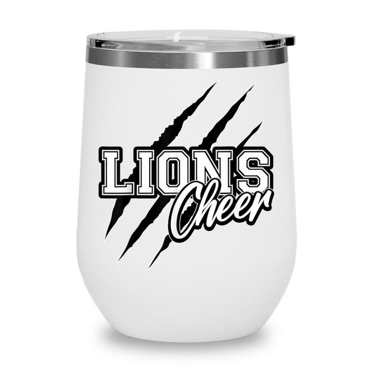 Lions Cheer Back To School Cheerleading Team Spirit Wine Tumbler