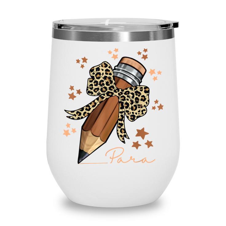 Melanin Pencil Leopard Bow Para Back To School Wine Tumbler