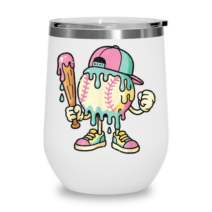 Melted Ice-Cream Baseball Mascot Pastel Pop Wine Tumbler
