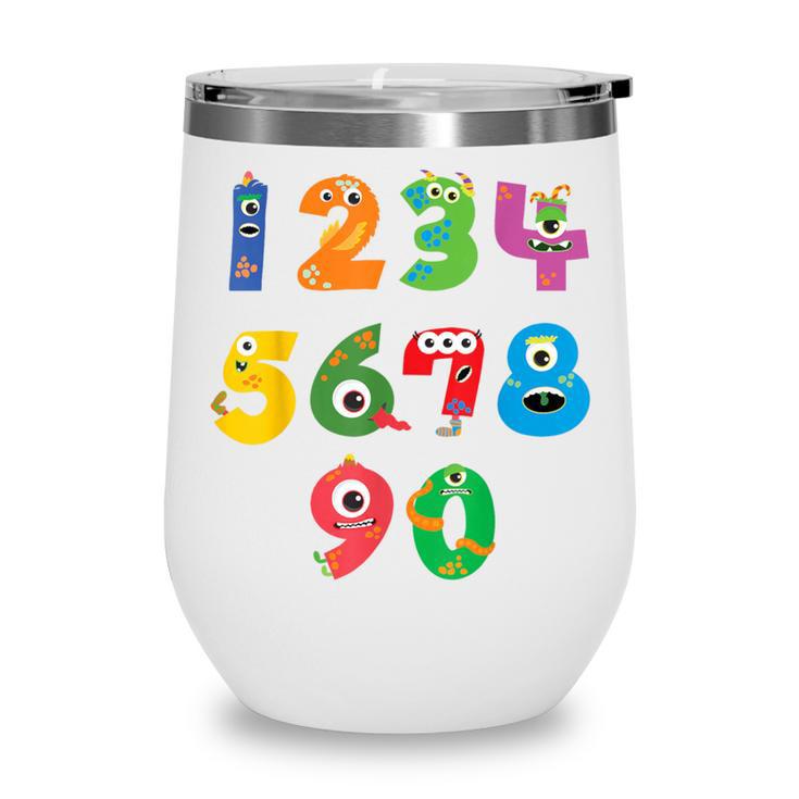 Monster Numbers Learning Cute Numbers 0-9 Back To School Wine Tumbler