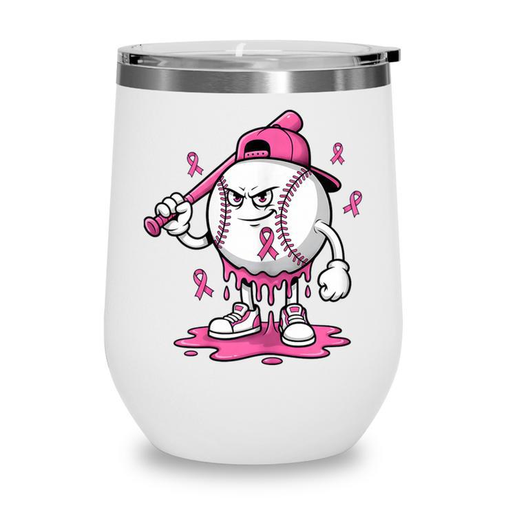 Pink Ribbon Baseball Breast Cancer Awareness Wine Tumbler