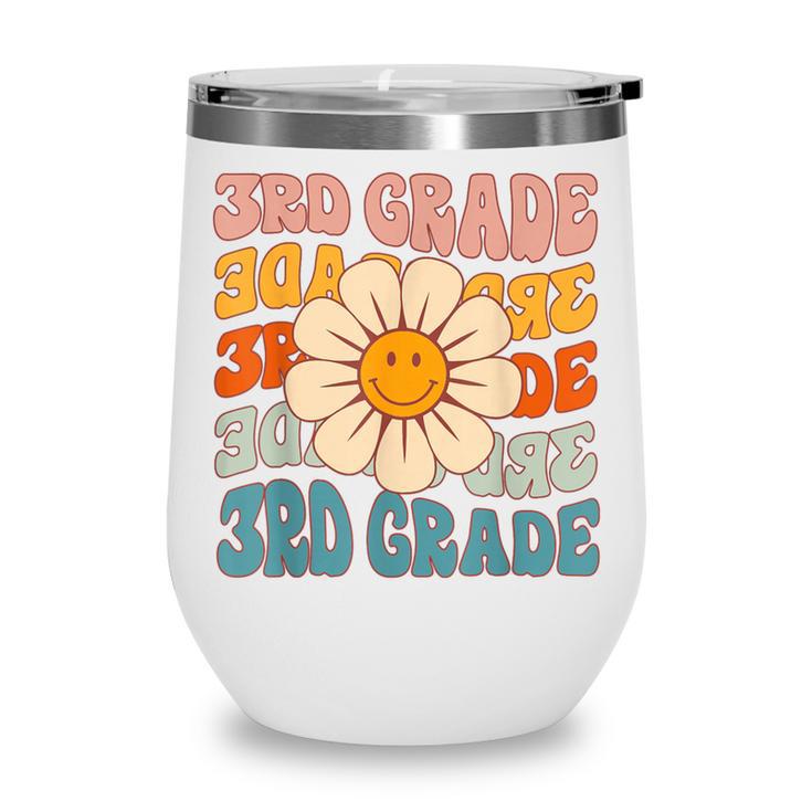 Retro 3rd Grade Daisy Colorful Back To School Third Grade Wine Tumbler