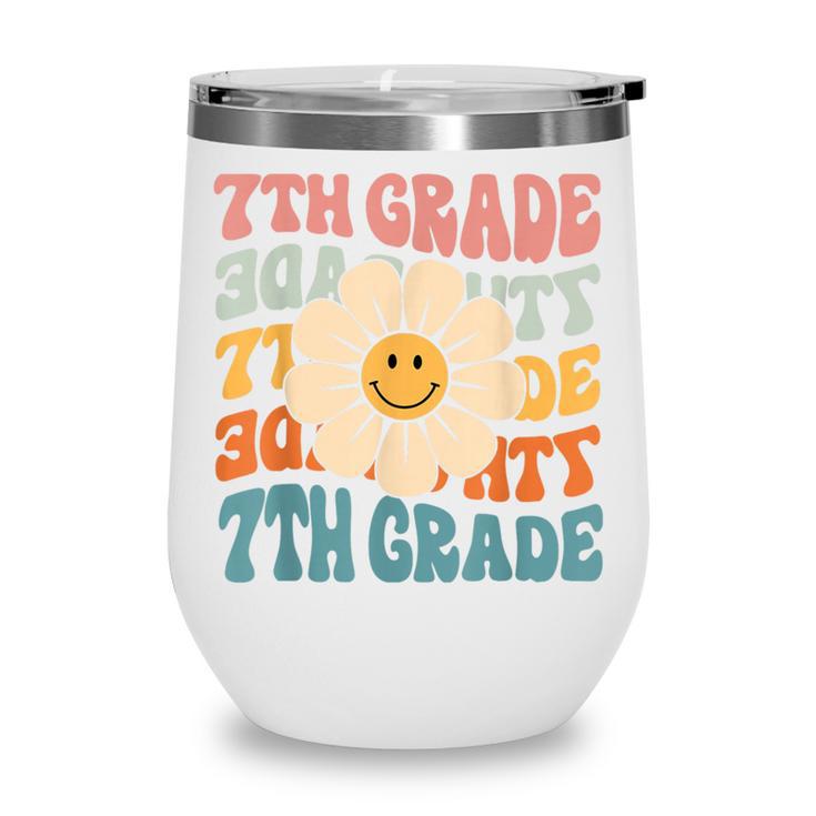 Retro 7th Grade Daisy Colorful Back To School Seventh Grade Wine Tumbler
