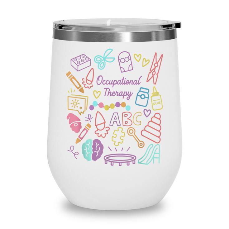 Retro Occupational Therapy Doodle Back To School Costume Wine Tumbler