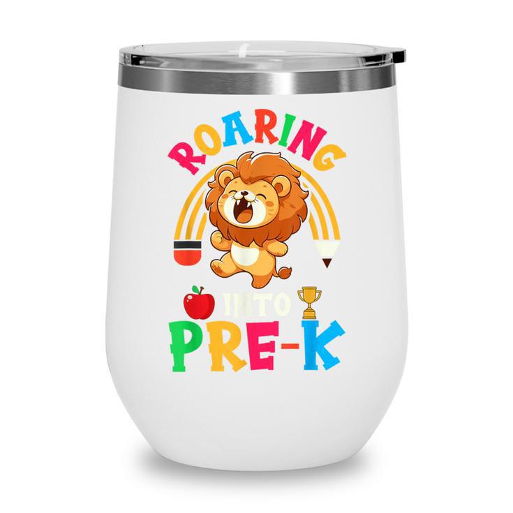 Roaring Into Pre-Kindergarten Lion Pre K Back To School Wine Tumbler