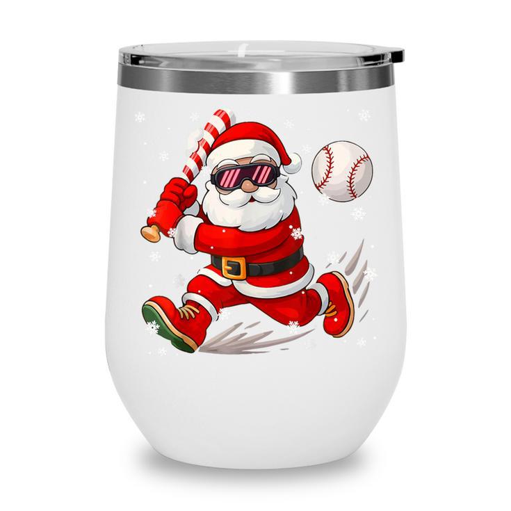 Santa Baseball Christmas Pajamas Xmas Men Boy Toddlers Wine Tumbler