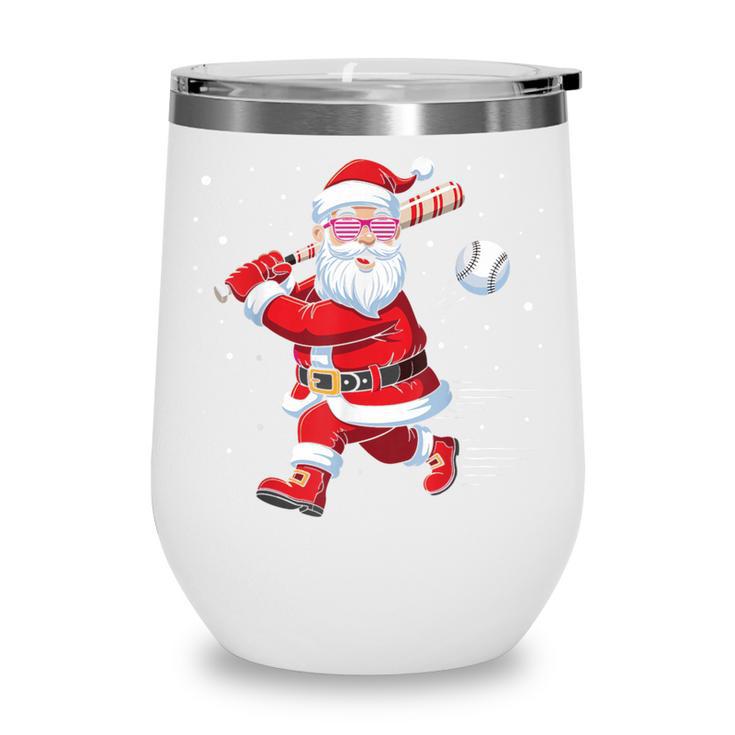 Santa Baseball Christmas Pajamas Xmas Men Kids Boys Wine Tumbler