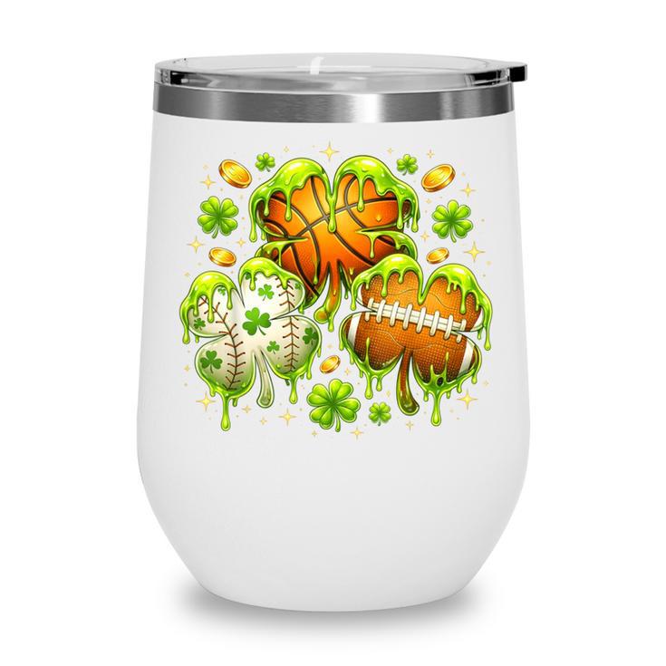 Shamrock Basketball Baseball Drip St Patrick's Day Boys Men Wine Tumbler