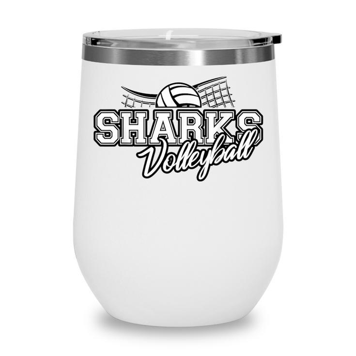 Sharks Volleyball Back To School Spirit Wine Tumbler