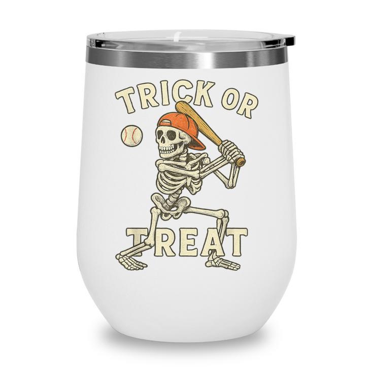 Skeleton Baseball Halloween Costume Men Boys Kids Tee Wine Tumbler
