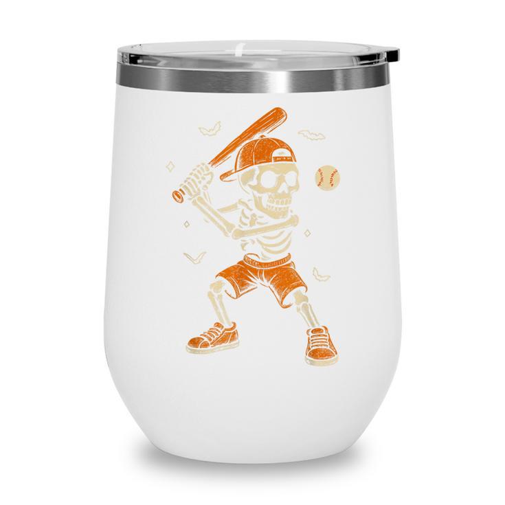 Skeleton Baseball Player Costume Halloween Men Boys Wine Tumbler
