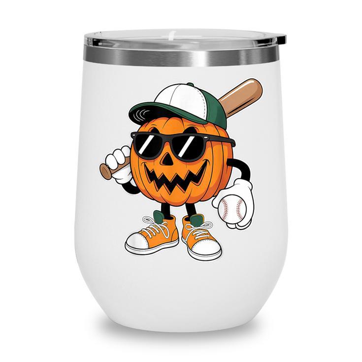Spooky Jack O Lantern Baseball Halloween Costumes Boys Wine Tumbler