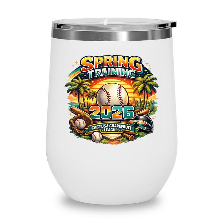 Spring Training 2026 Retro Baseball Palm Cactus Wine Tumbler