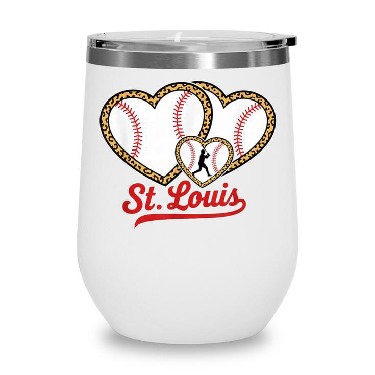 St Louis Leopard Heart Baseball Batter Boys Fan Wine Tumbler