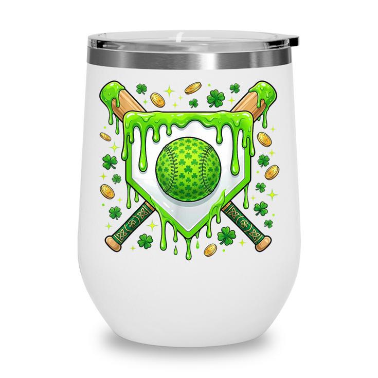 St Patrick Day Baseball Drip Ice Cream Boys Men Wine Tumbler