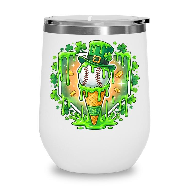 St Patrick Day Baseball Drip Ice Cream Baseball Home Plate Wine Tumbler