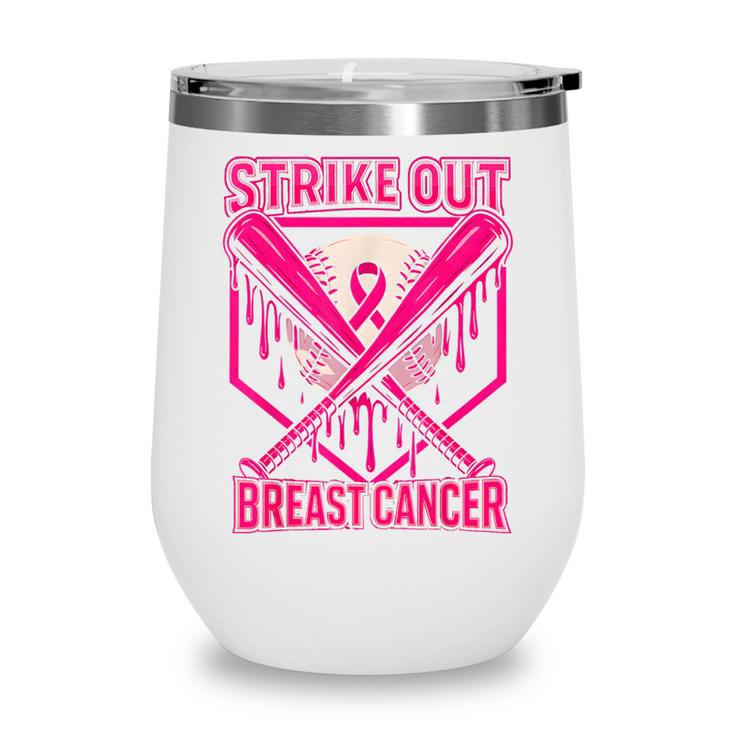 Strike Out Breast Cancer Baseball Ice Cream Drip Wine Tumbler