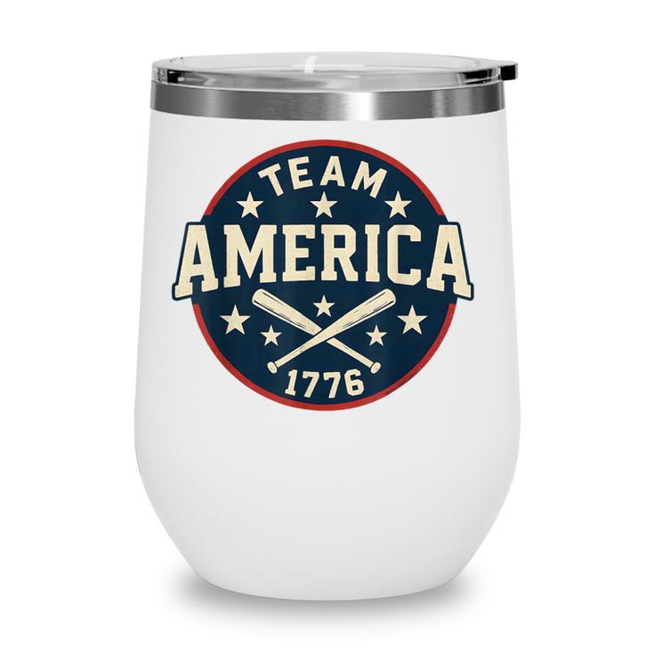 Team America 1776 4th Of July Patriotic Baseball Wine Tumbler