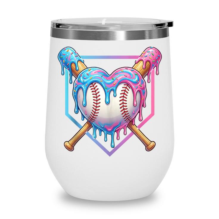 Valentines Baseball Heart Dripping Ice Cream Gen Z Alpha Wine Tumbler